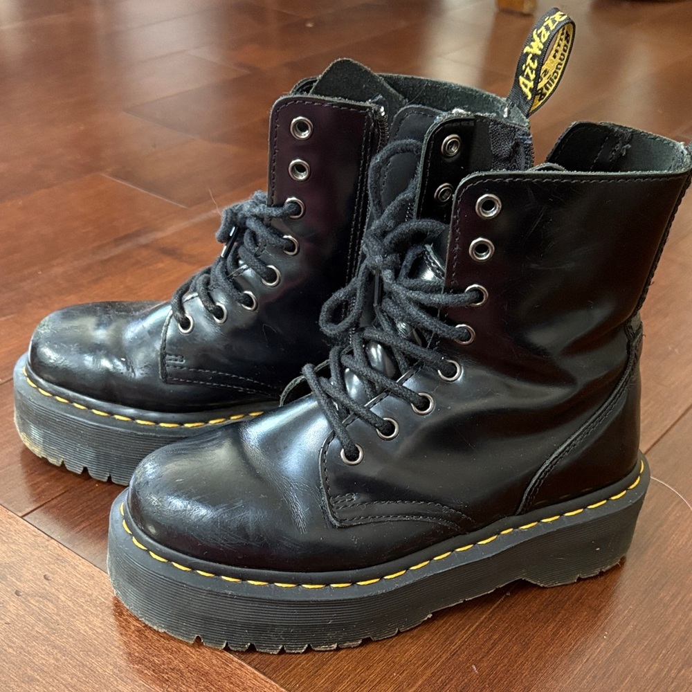 Dr. Martens Shiny Black Women's Jadon Combat Boots